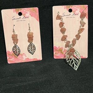 Pink Leaf jewelry set
